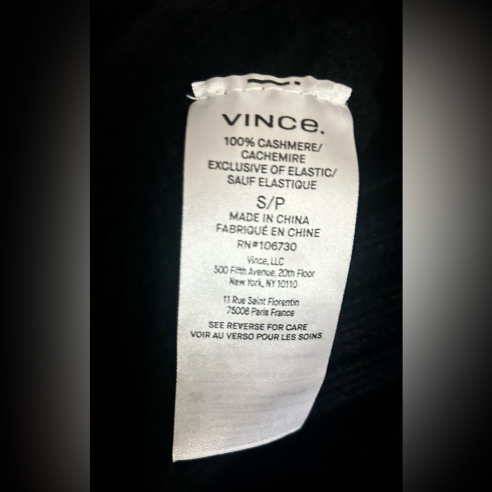 Vince Shrunken 100% Cashmere Mock Neck Sweater Navy Blue Dark Blue Small - Picture 3 of 5